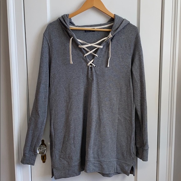 GAP Tops - Gap Oversized Lace Up Tunic Hoodie Size M